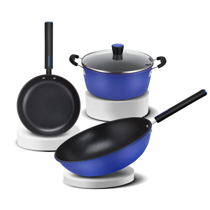 Haner韩尔-蓝之韵不粘三件套HR-LY303（单位：套） 蓝色